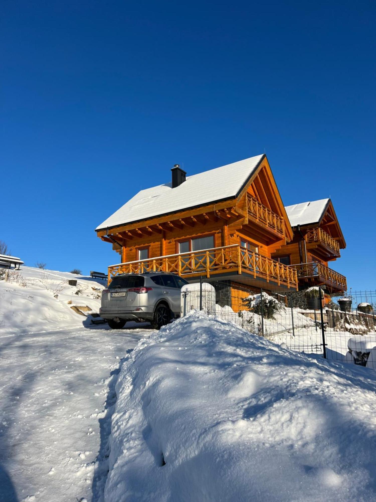 Houten Vakantiewoning "Reisnaarpolen" Royaal Ontbijt, Sauna En Hottub Czarna Góra Extérieur photo